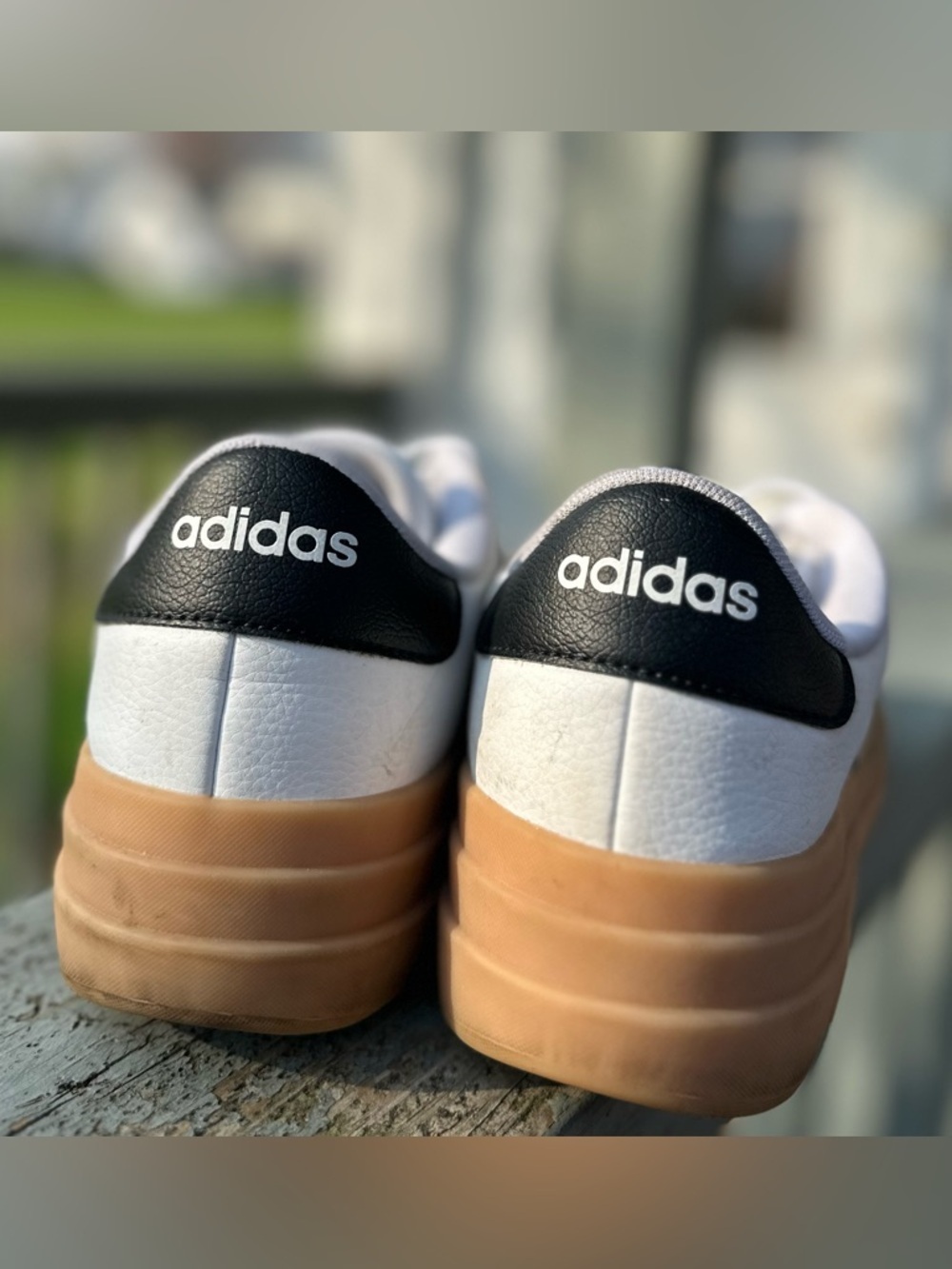 ADIDAS 7.5 UK 6 VL Blokecore Court High Platform White Black Leather Cream Tan - Picture 8 of 13